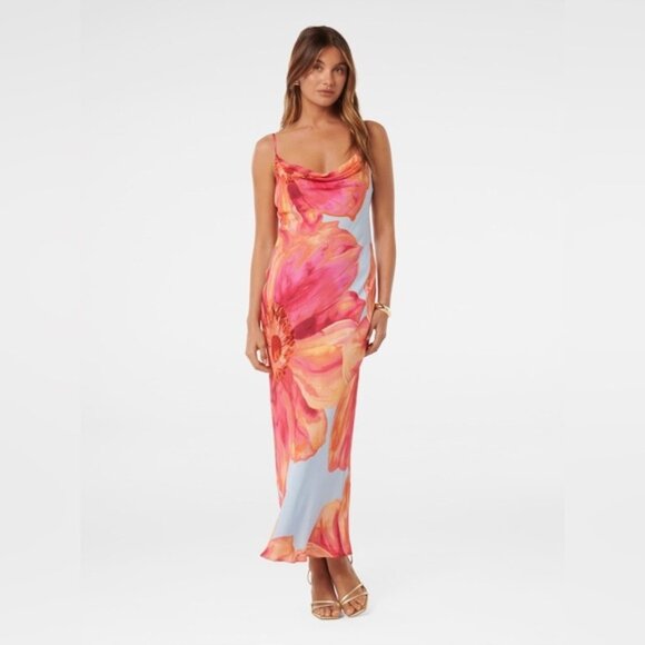 Forever New Valier Cowl Neck Maxi Dress Blue Florentin Size US 2 / EUR 34 - Picture 1 of 11